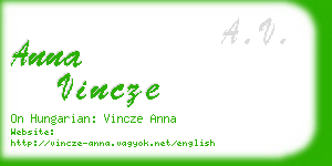 anna vincze business card